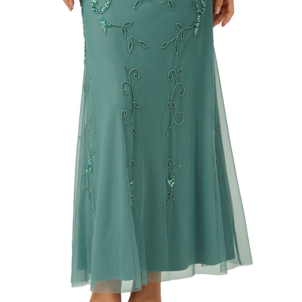 Adrianna Papell Green Beaded Blouson 20W Formal Dress Gown NWT Plus Size Formal - Picture 7 of 7